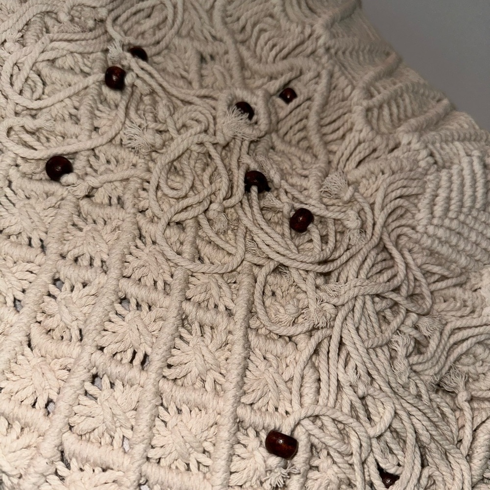 Spell Anthropologie “Sister Honey” Cream Macrame Boho Beach Tote Shoulder Bag - Picture 7 of 8